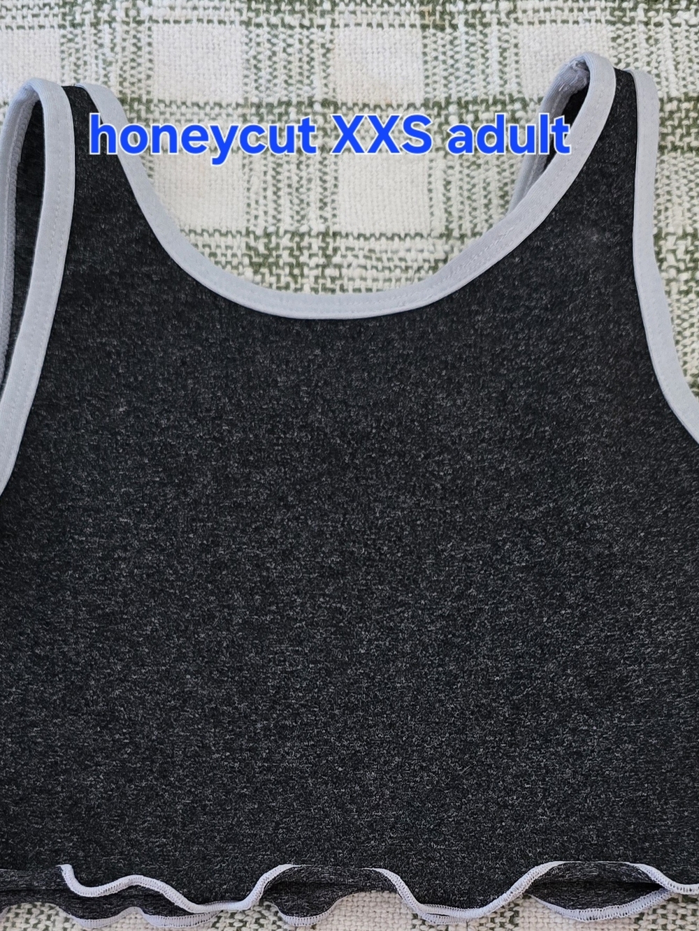 Honeycut XXS Adult Black Tank Top with Light Gray Trim